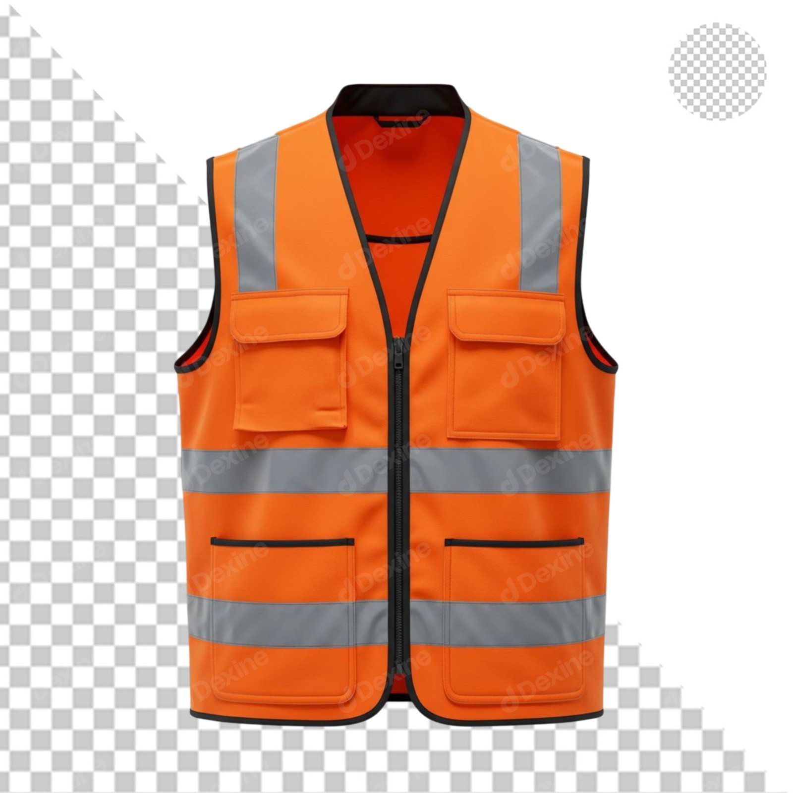 Orange High Visibility Safety Vest Cutout With Transparent Background