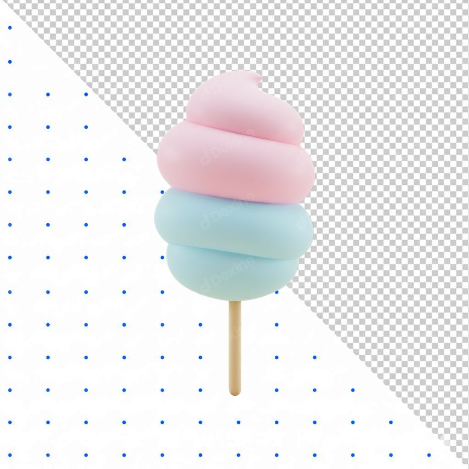 Pastel Pink And Blue 3D Cotton Candy Cutout PNG Isolated
