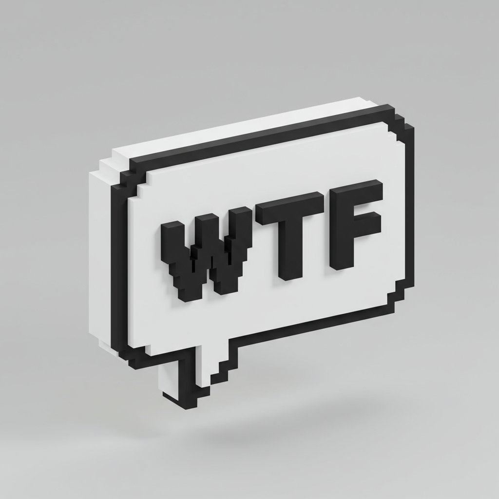 Pixelated 3D Speech Bubble With WTF Text Message