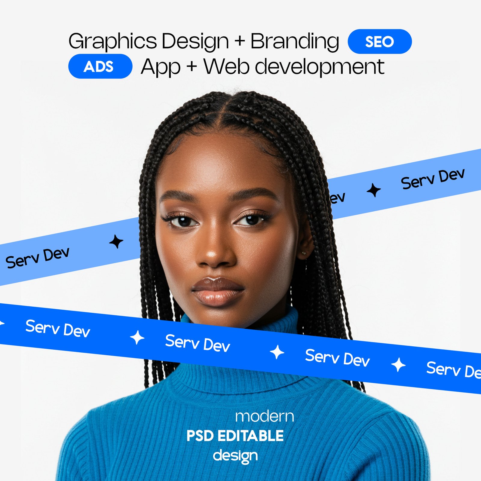 Portrait Of A Woman For A Digital Services Template For Social Media PSD