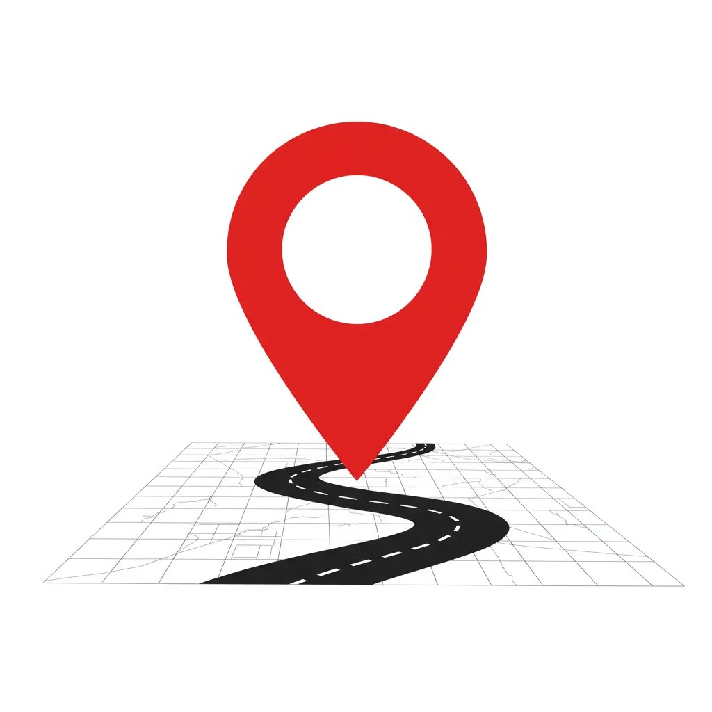 Red GPS Location Pin On Winding Road Map