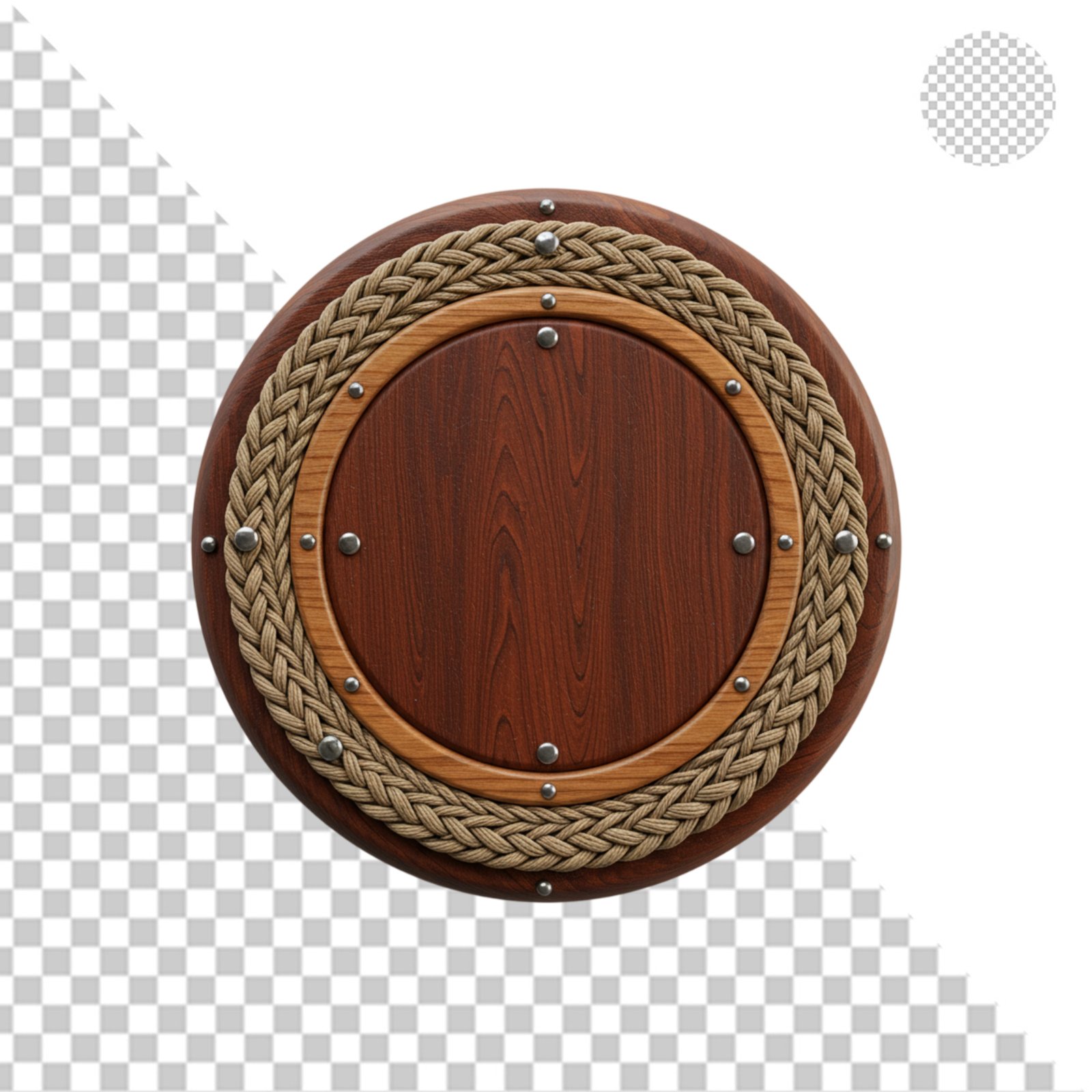 Rustic Round Wooden Sign With Braided Rope Border Transparent PNG
