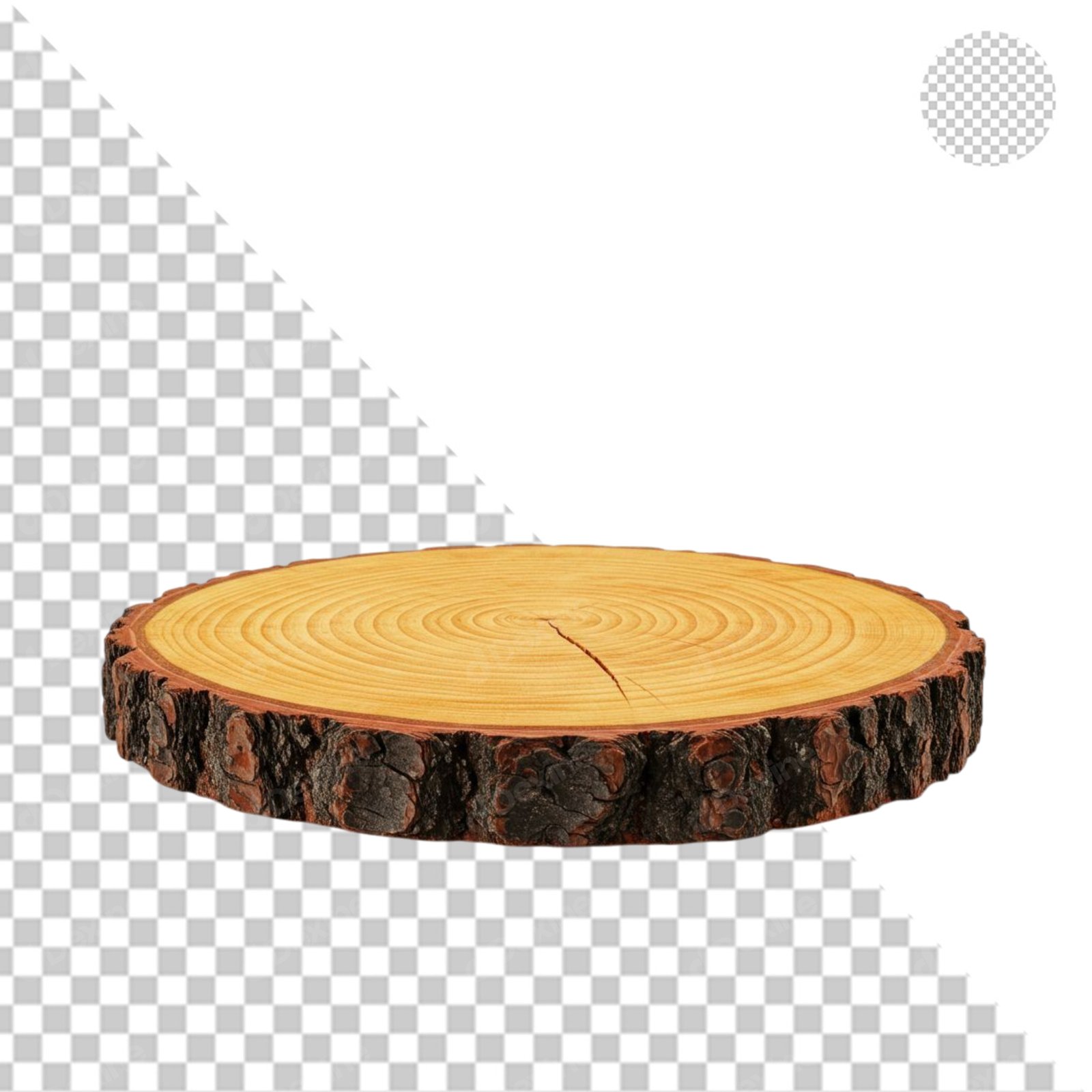 Rustic Wooden Tree Slice Display Platform On Transparent Background
