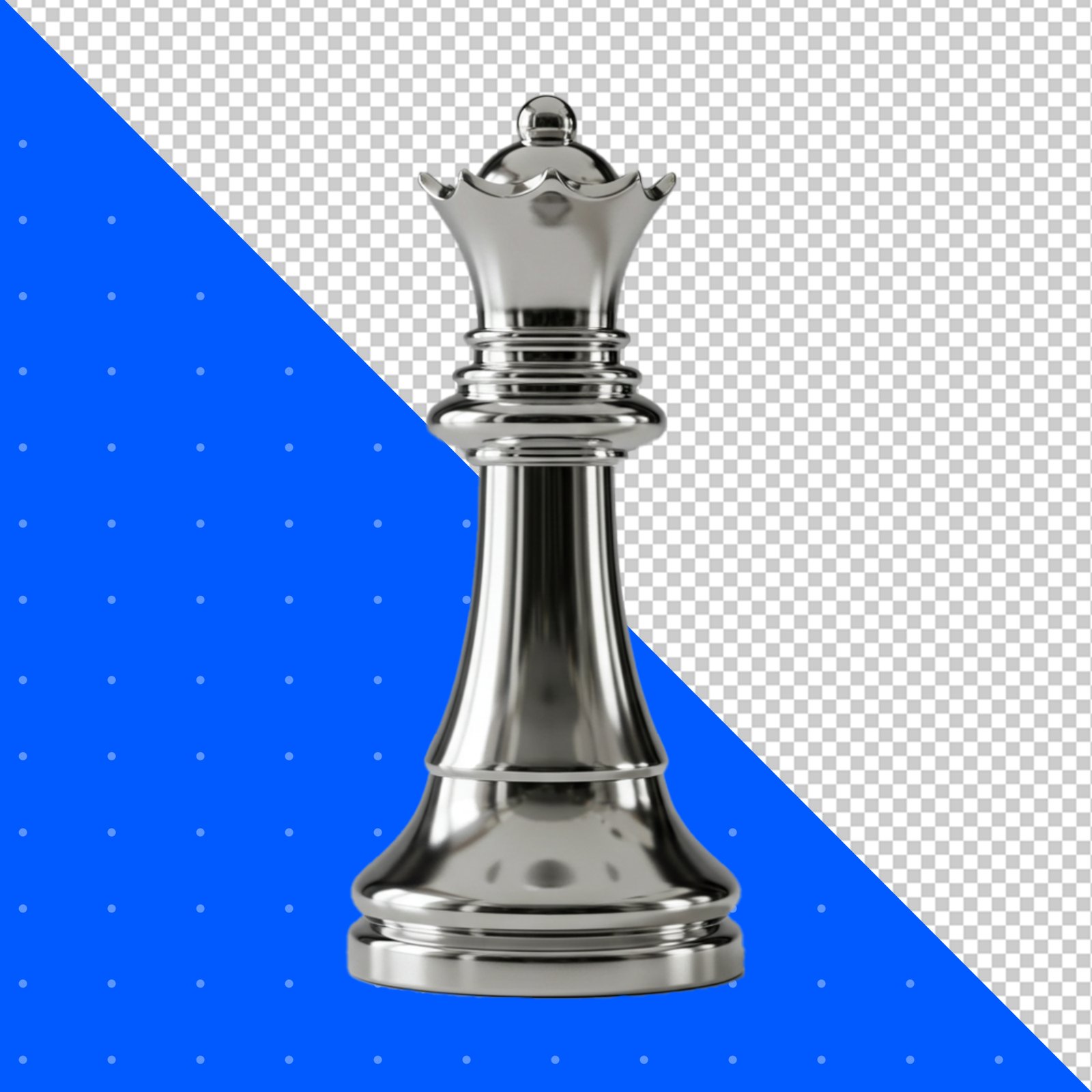 Shiny Silver Chess Queen Piece On A Light Background PNG Transparent Background