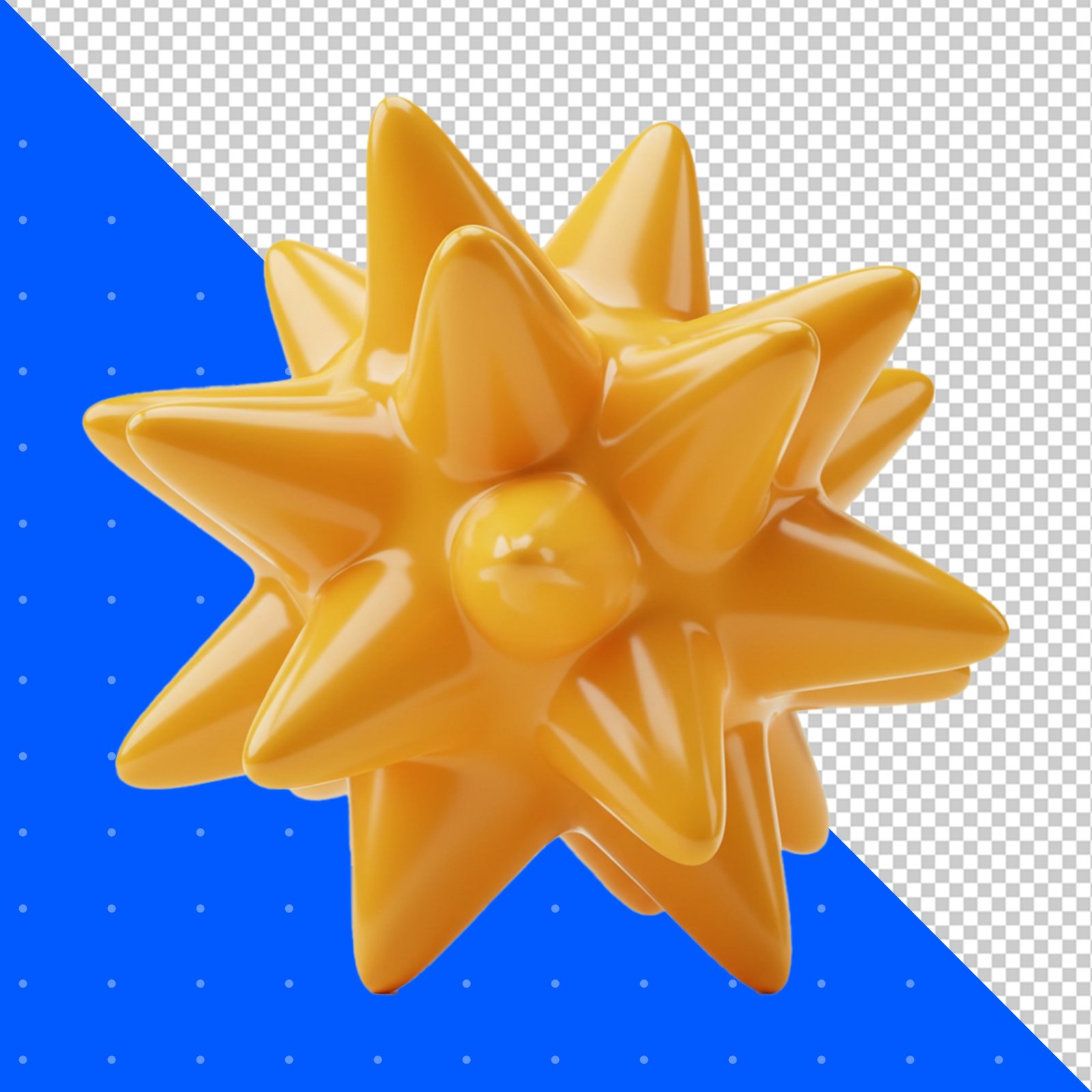 Shiny Yellow Spiky Star Shape PNG Transparent Background