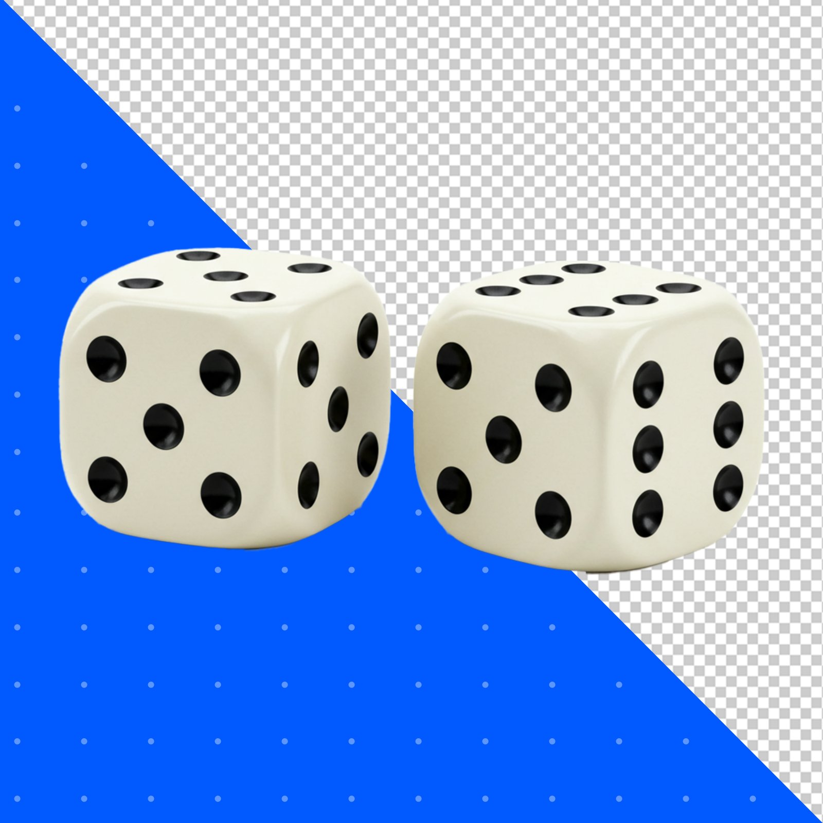 Single White Dice With Black Dots PNG Transparent Background