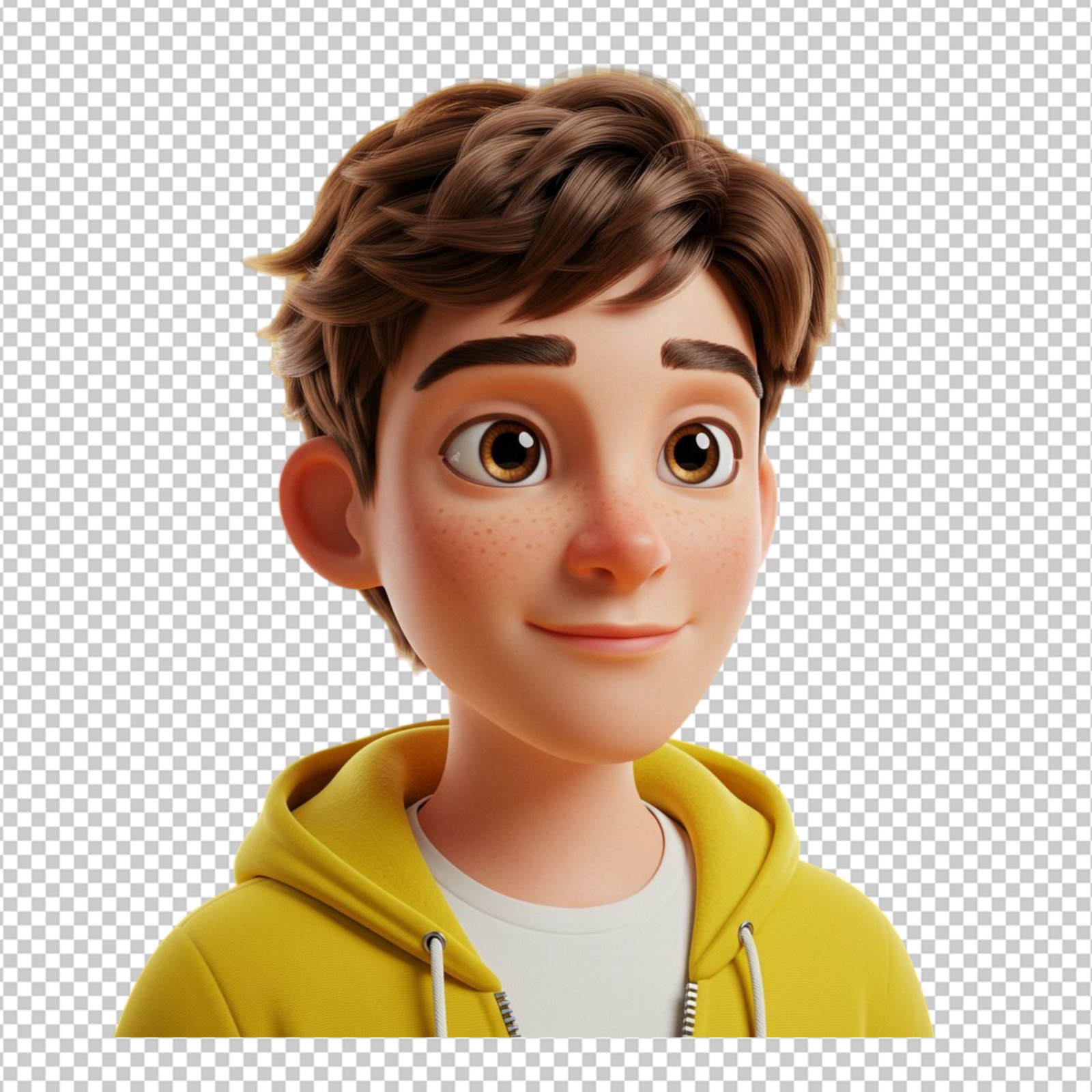 Smiling 3D Cartoon Boy Character Isolated On Transparent Background