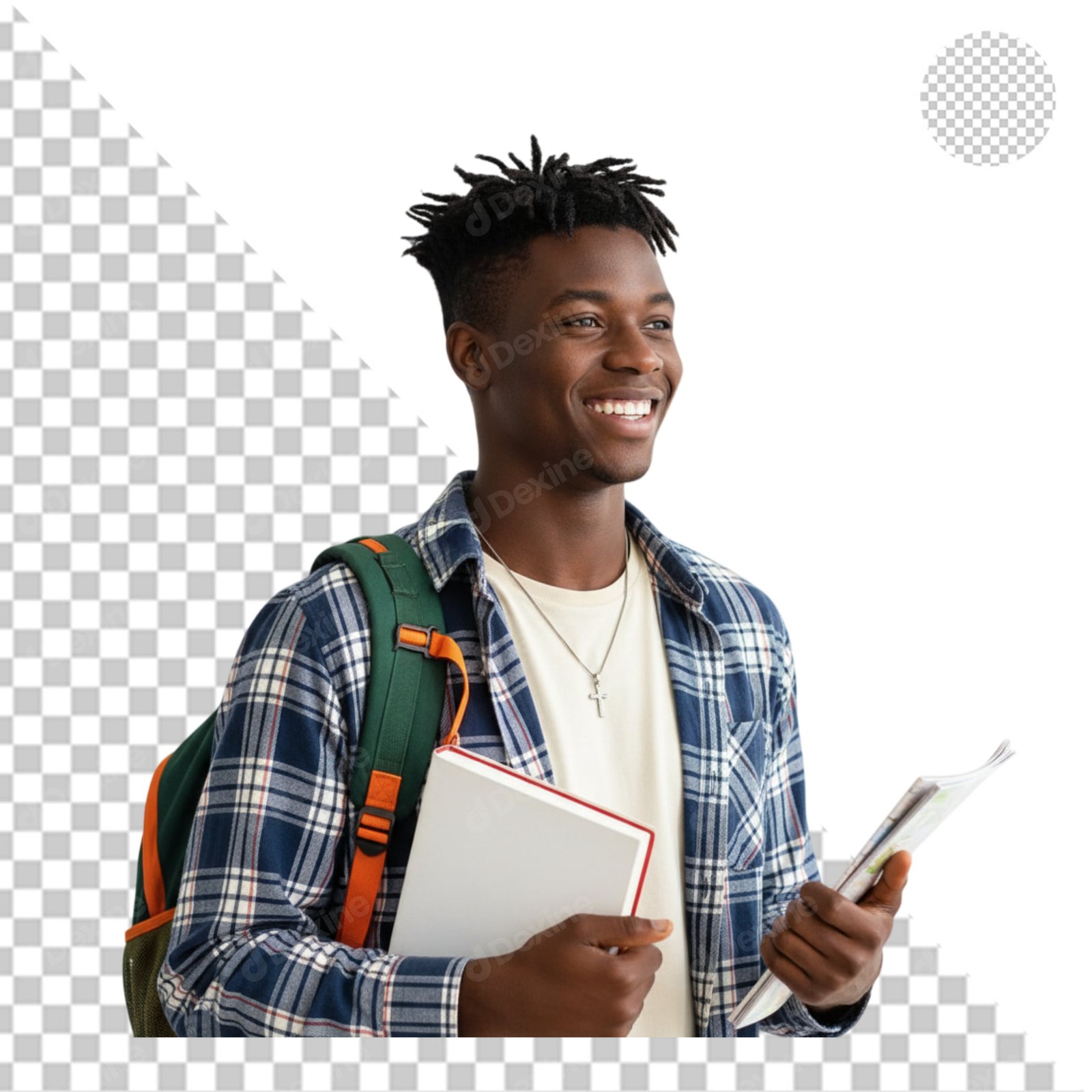 Smiling African American Student With Backpack And Books Transparent Cutout