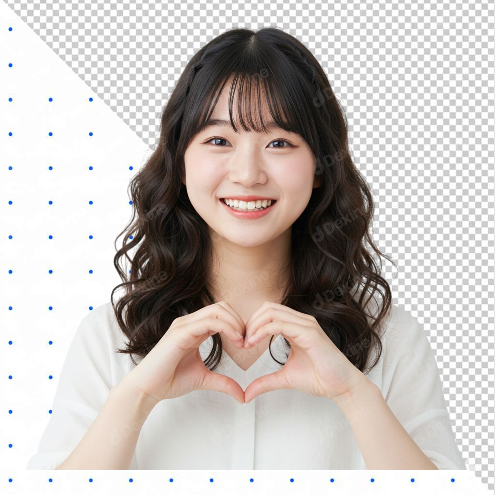 Smiling Young Asian Woman Making Heart Hands Gesture Isolated Transparent PNG