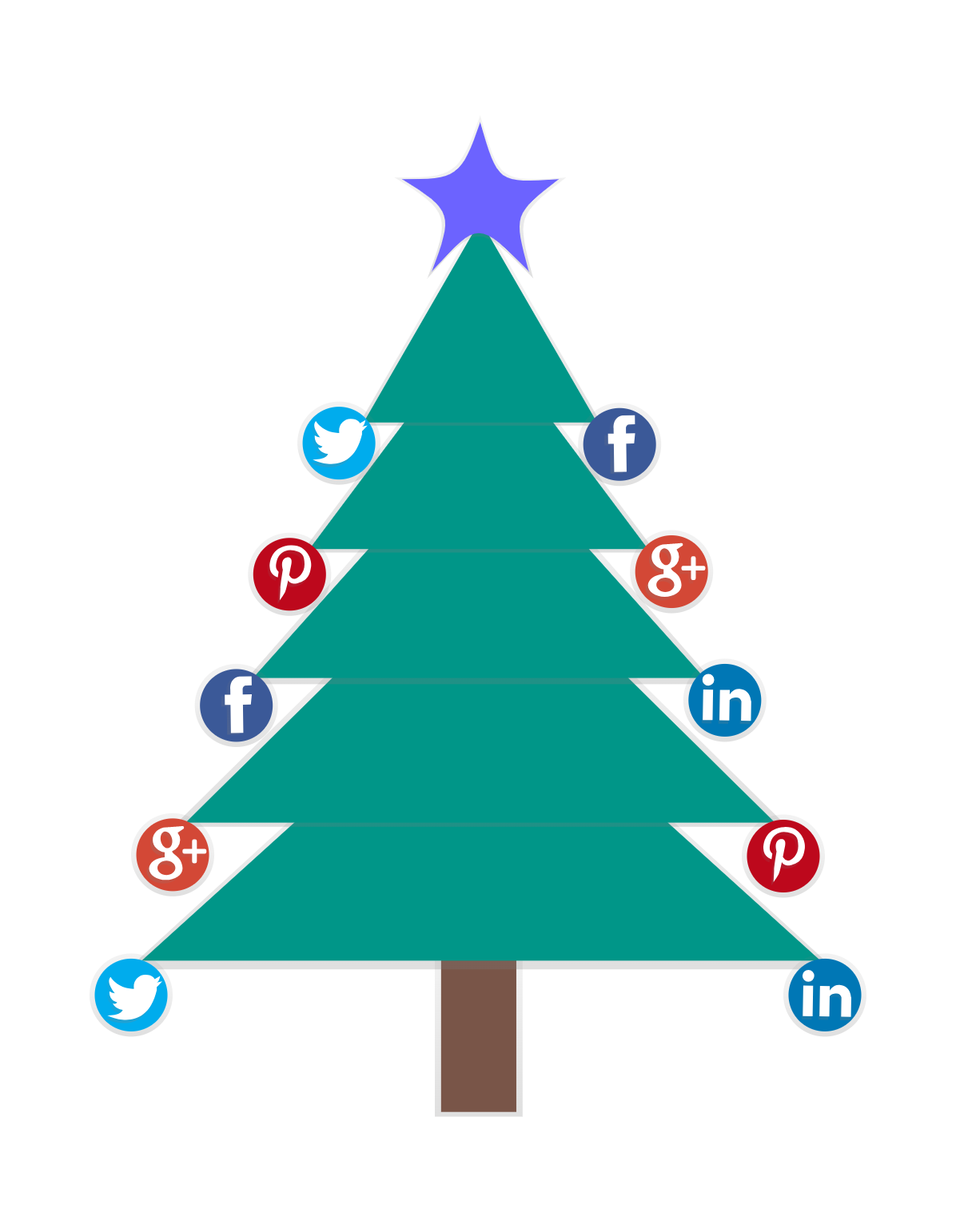 Social Media Christmas Tree With Flat Icons Illustration