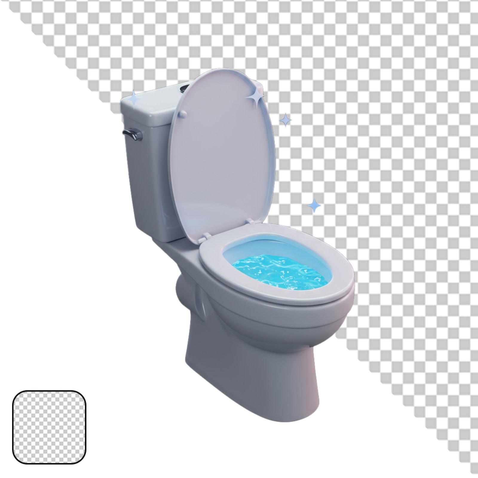 Sparkling Clean Toilet With Blue Water Isolated On Transparent Background