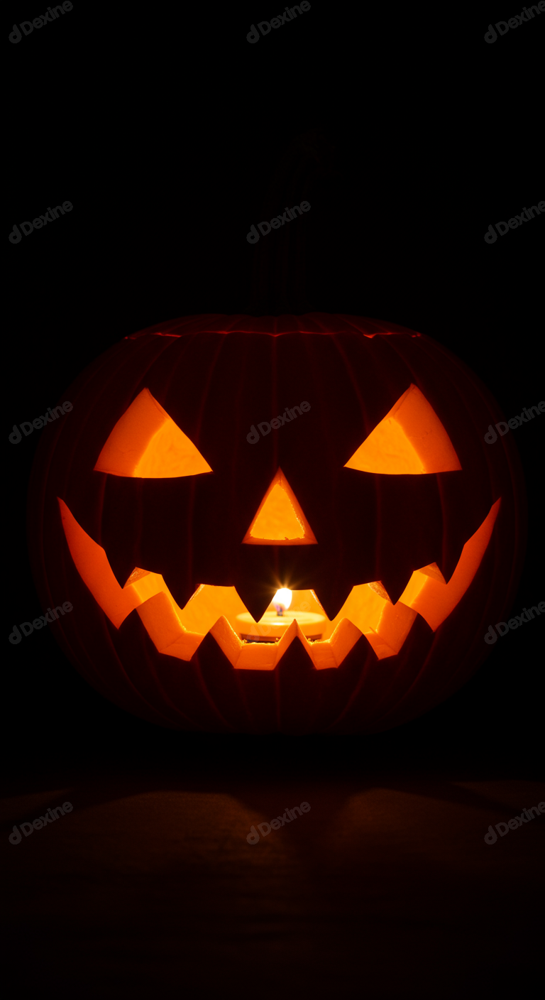 Spooky Jack O Lantern Glowing In Dark For Halloween Celebration