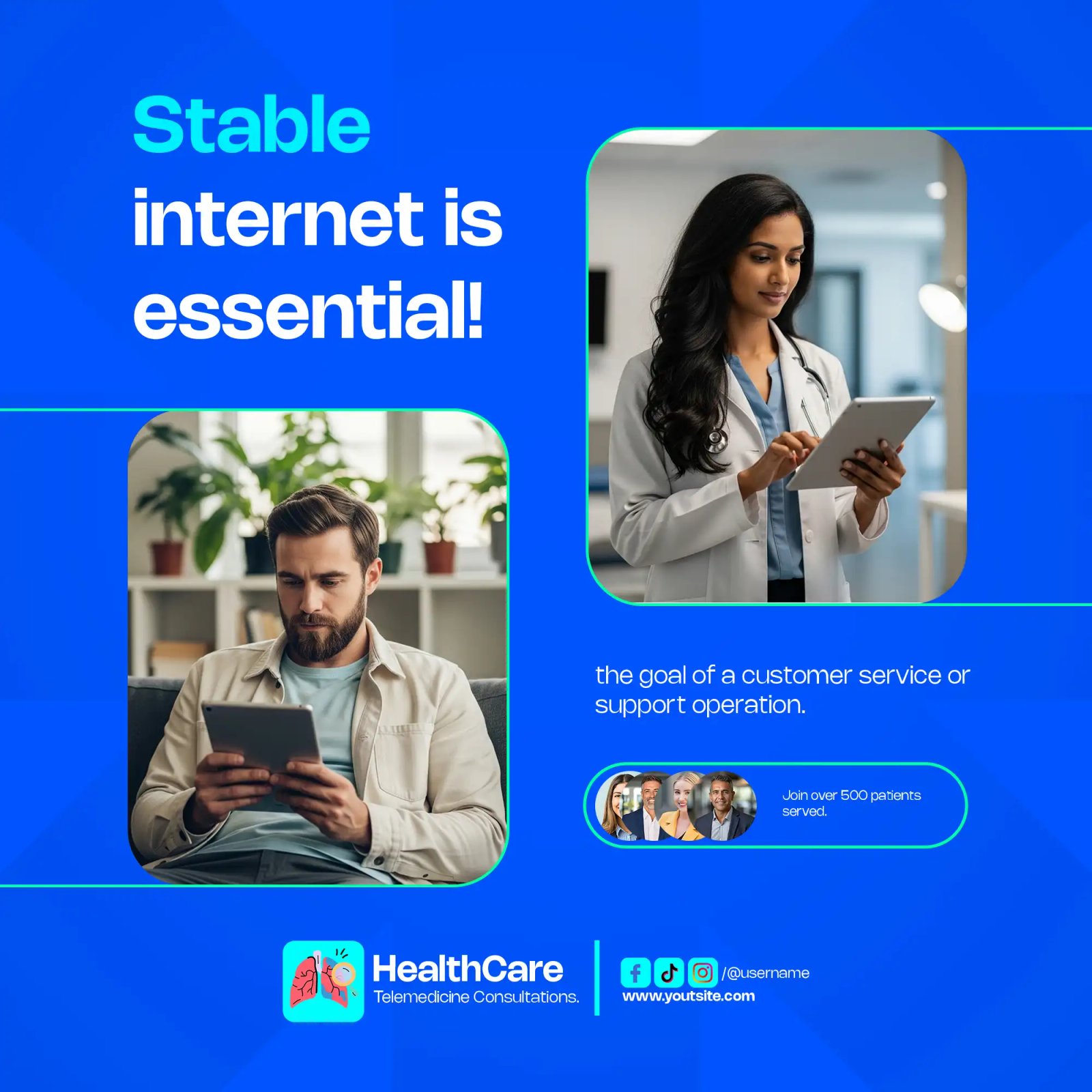 Stable Internet Telemedicine Healthcare Social Media Post Template