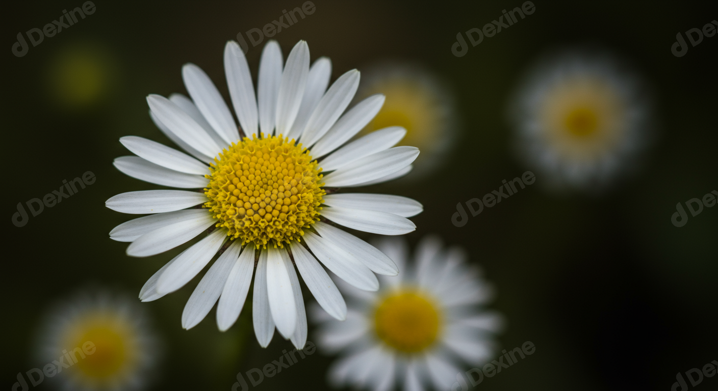 Stunning White Daisy Macro With Bokeh Background