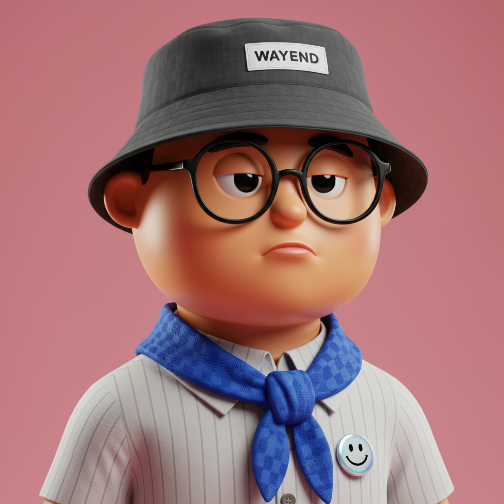Stylized 3D Character Illustration With Grumpy Expression And Bucket Hat