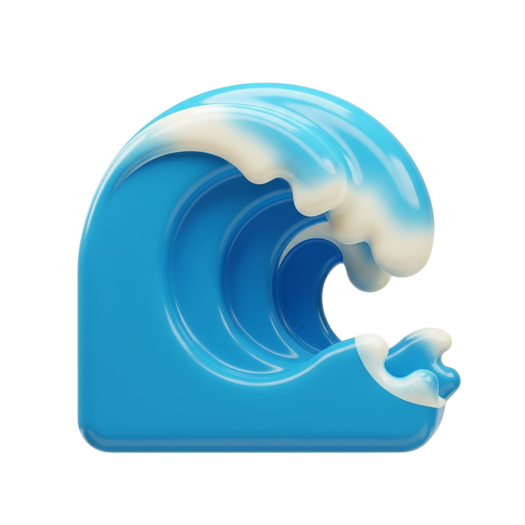 Stylized 3D Ocean Wave With White Foam Transparent PNG Icon