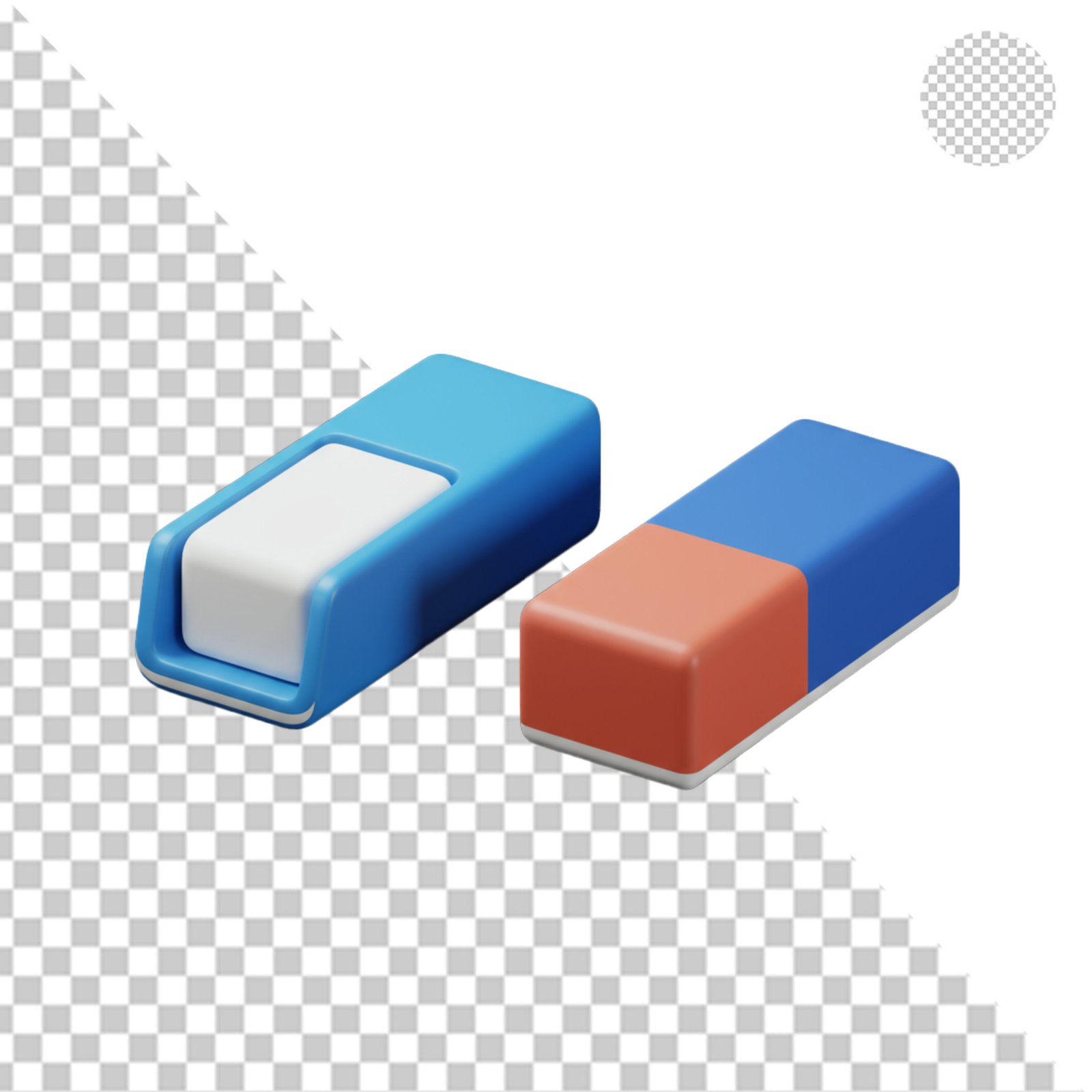 Two 3D Erasers Transparent PNG For School And Office Supplies