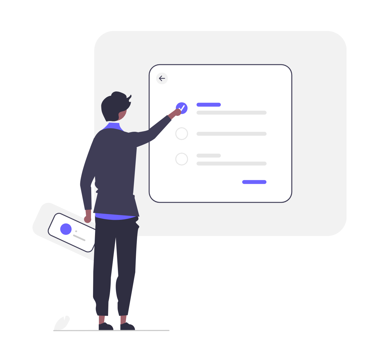 User Interacting With Digital Checklist Flat Design Illustration