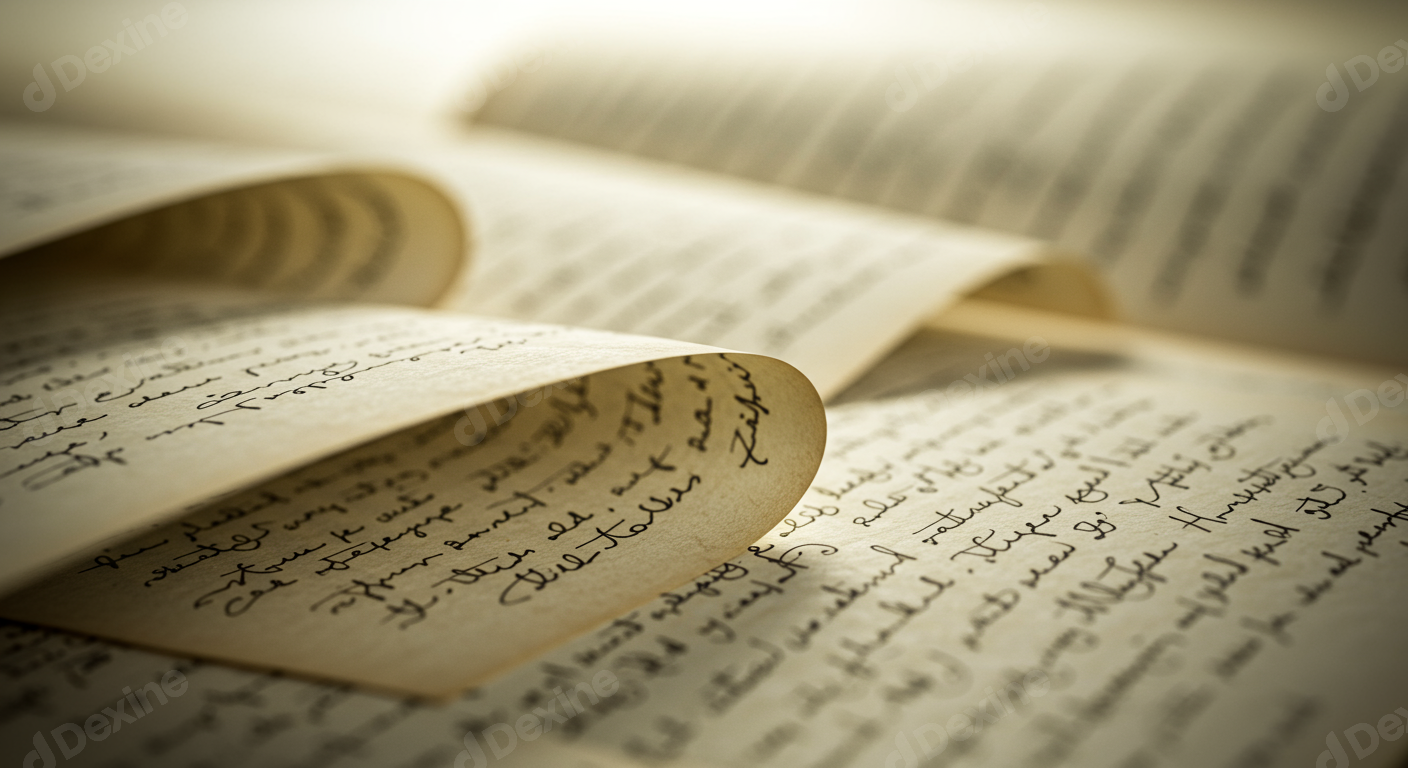 Vintage Handwritten Book Pages With Elegant Script And Aged Paper Texture