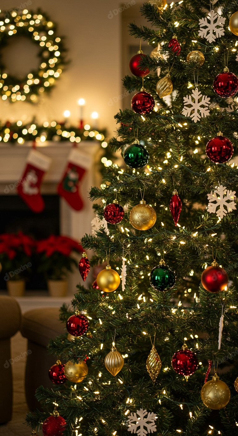 Warm Glow Of Christmas Tree Creating A Festive Season Vibe