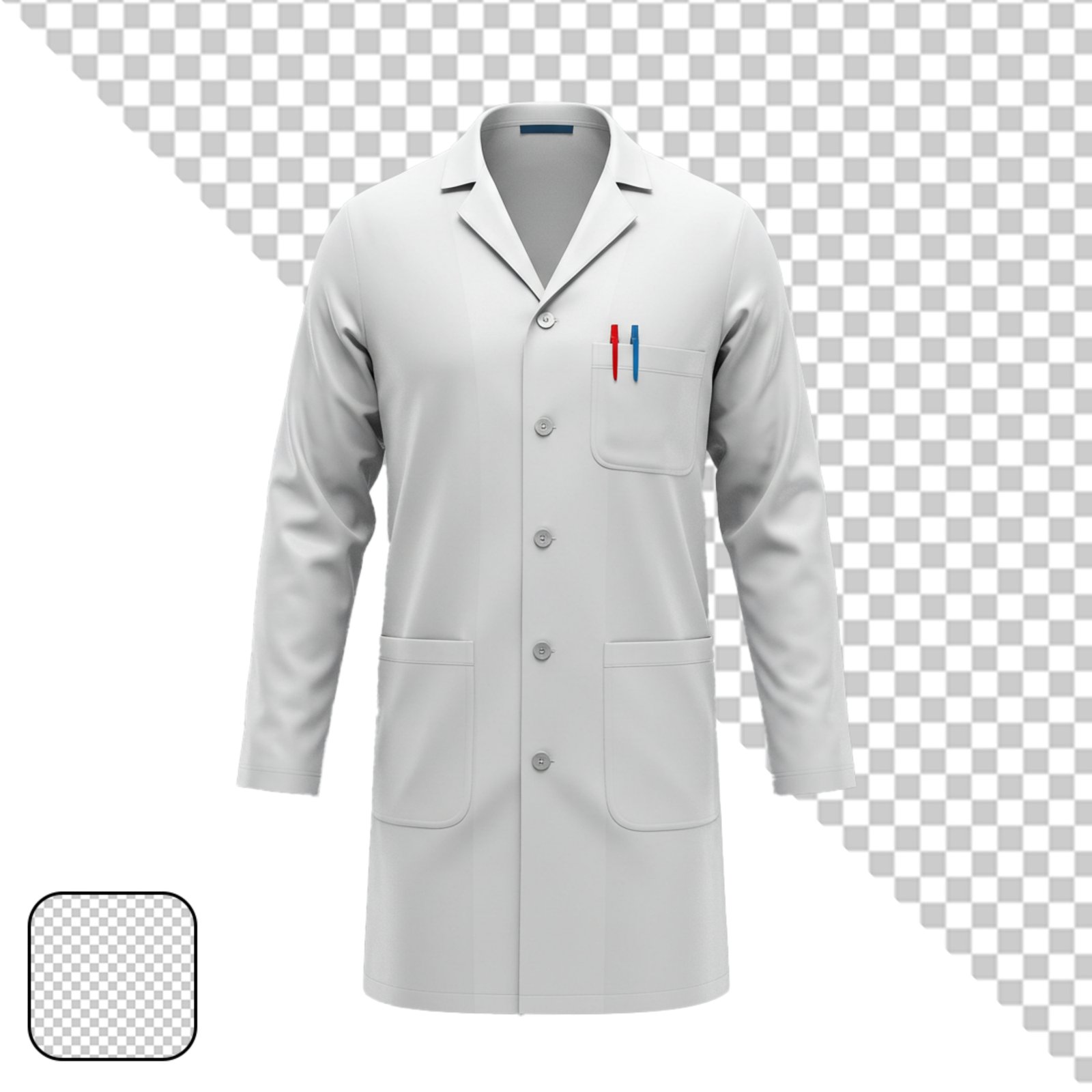 White Lab Coat With Pens Isolated Transparent Background PNG