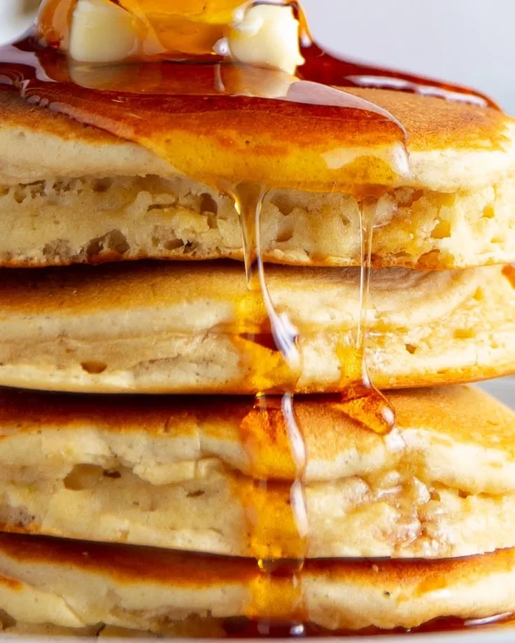 Pancakes with Syrup running down the side