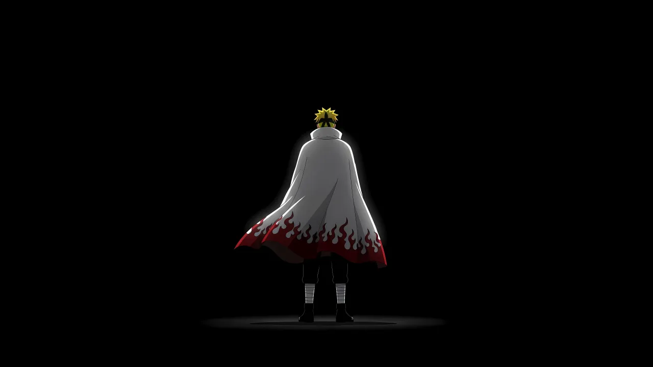 Minato Namikaze, Minimalist, Black background, 5K, Naruto Shippuden