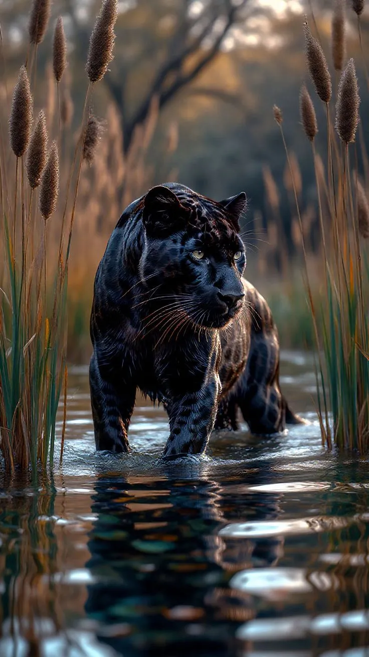 Panther in the water.