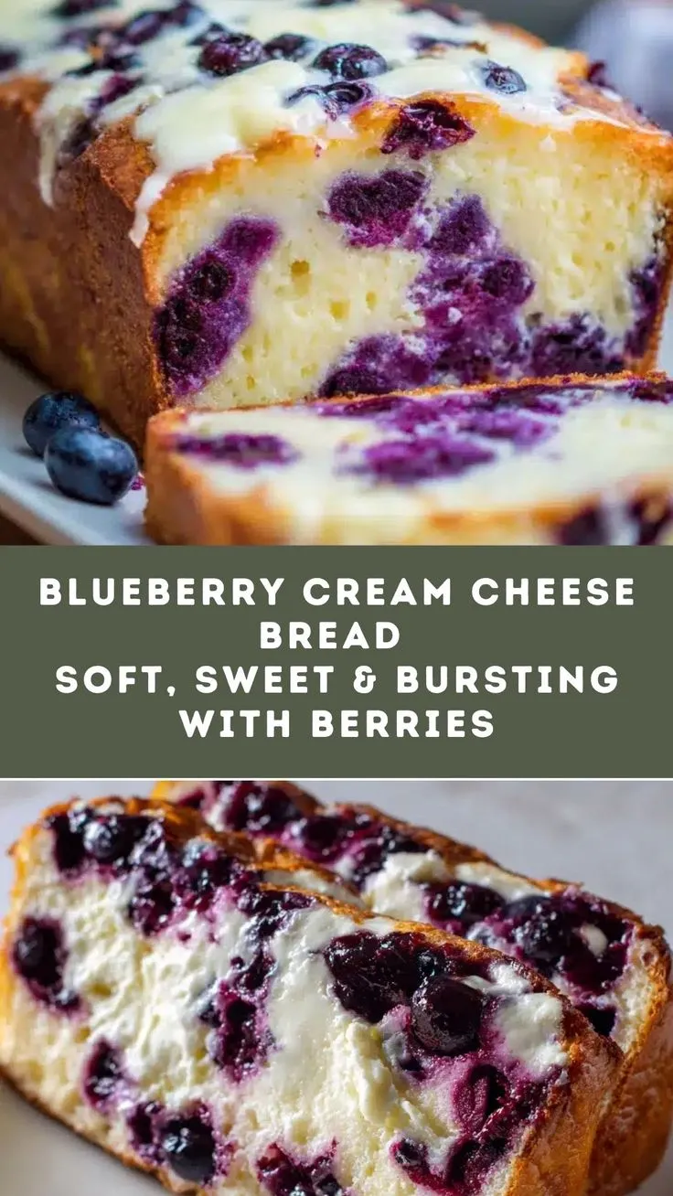 Blueberry Cream Cheese Bread – Soft, Sweet & Bursting with Berries
