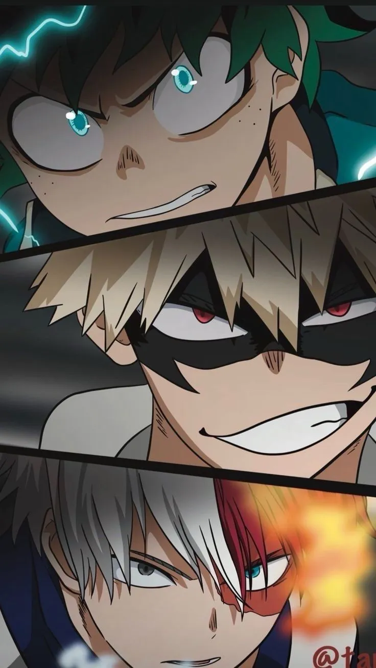 two anime characters with blue eyes and blonde hair, one is staring at the camera