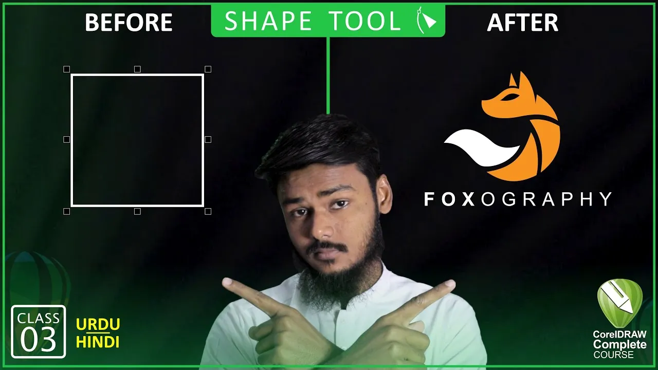 CorelDraw Class 3 | How To Make Logo | Using Shape Tool in Corel Draw | اردو / हिंदी
