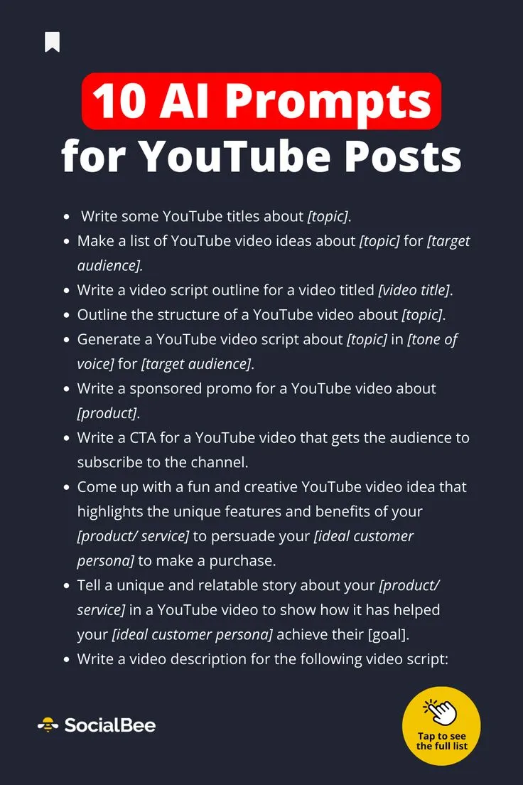 10 AI prompts for YouTube posts