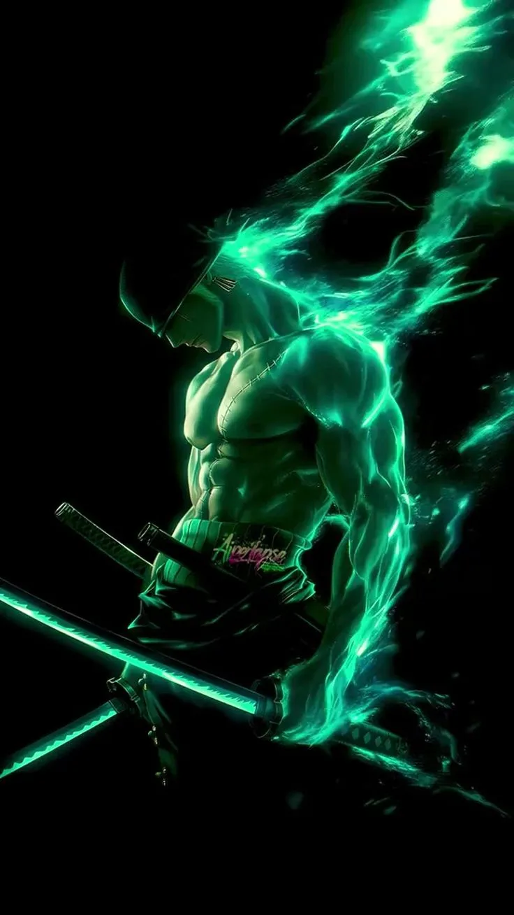 You guys asked me to make it green! I originally chose a blue aura because it looked more cinematic, but here’s the green version! ✨ Which one do you prefer? 💚💙 ⚓️🏴‍☠️⚔️ #aiwallpapers #4kwallpaper #HDWallpaper #WallpaperLove #livewallpaper #zoro #onpiece 