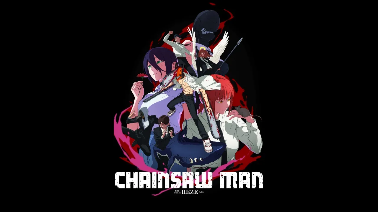 Chainsaw Man - The Movie: Reze Arc, 12K, Movie poster, Black background, Anime movie, 2025 Movies, 5K, 8K, Denji, Makima