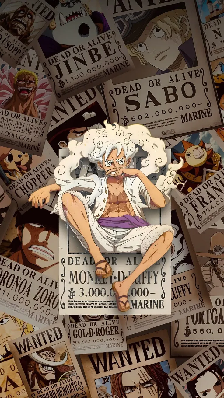 an anime character surrounded by newspaper clippings