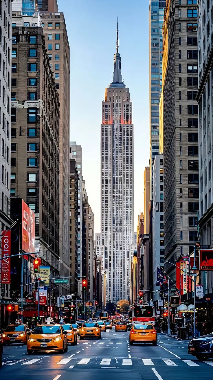 the empire building towering over new york city