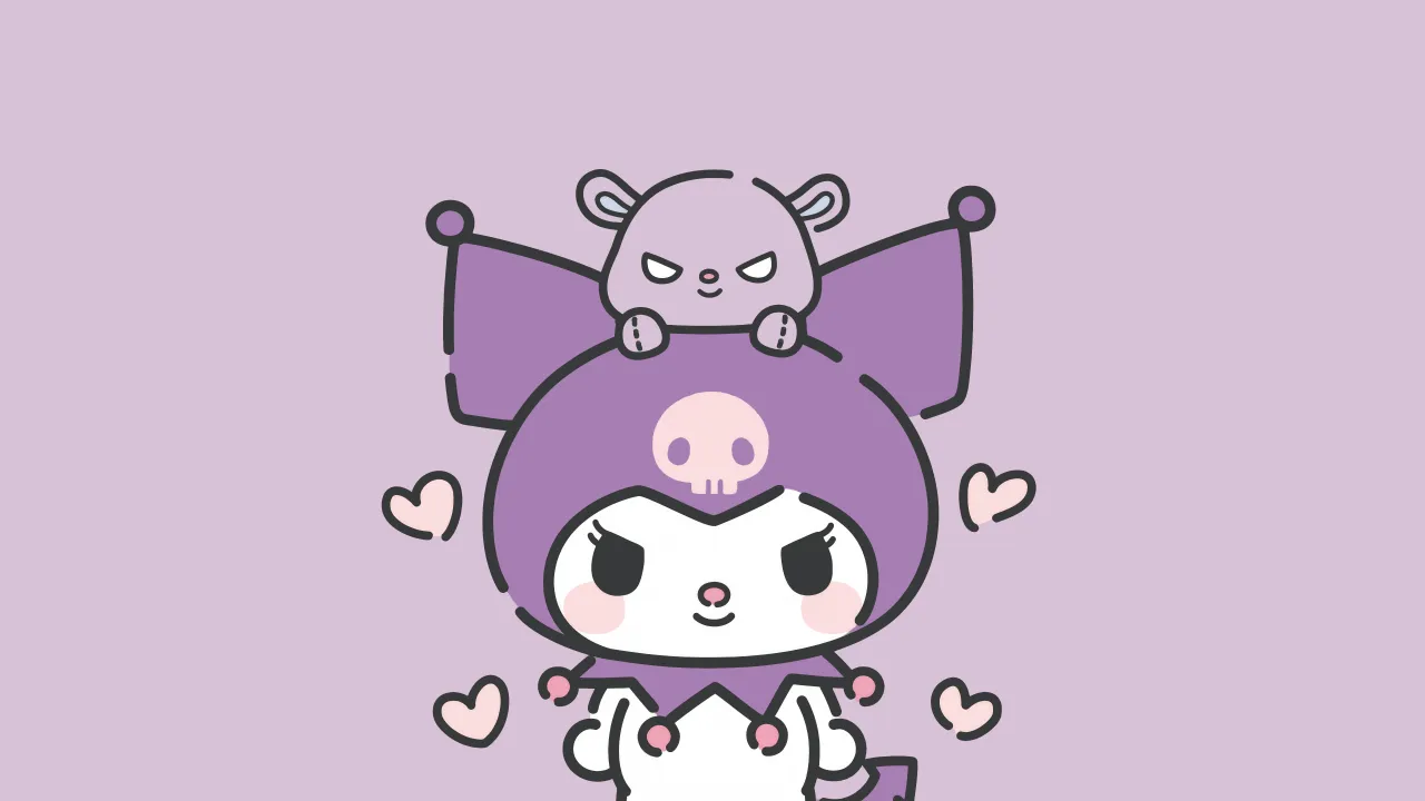 Kuromi, Halloween costume, Sanrio, Purple aesthetic, Cute art, Love hearts, Purple background, Lavender background, 5K
