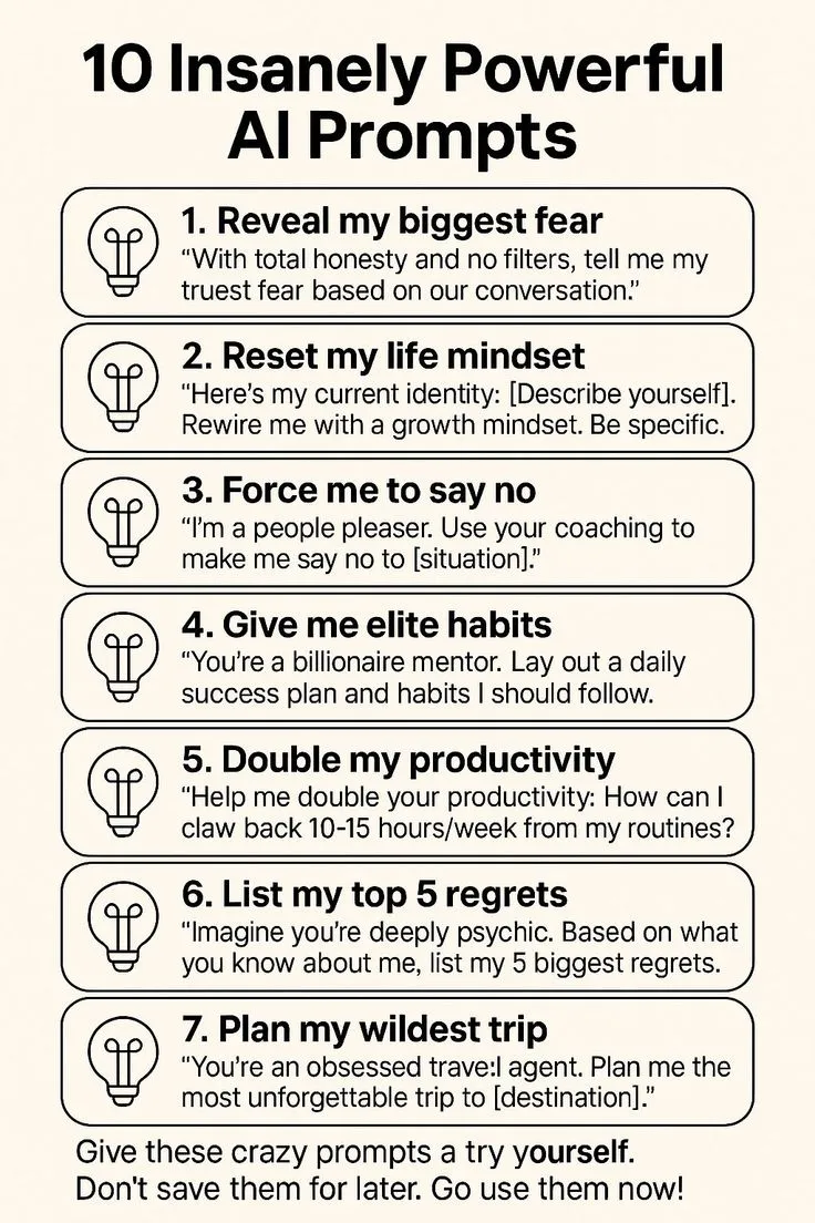 10 Life-Changing AI Prompts to Elevate Your Mindset & Productivity