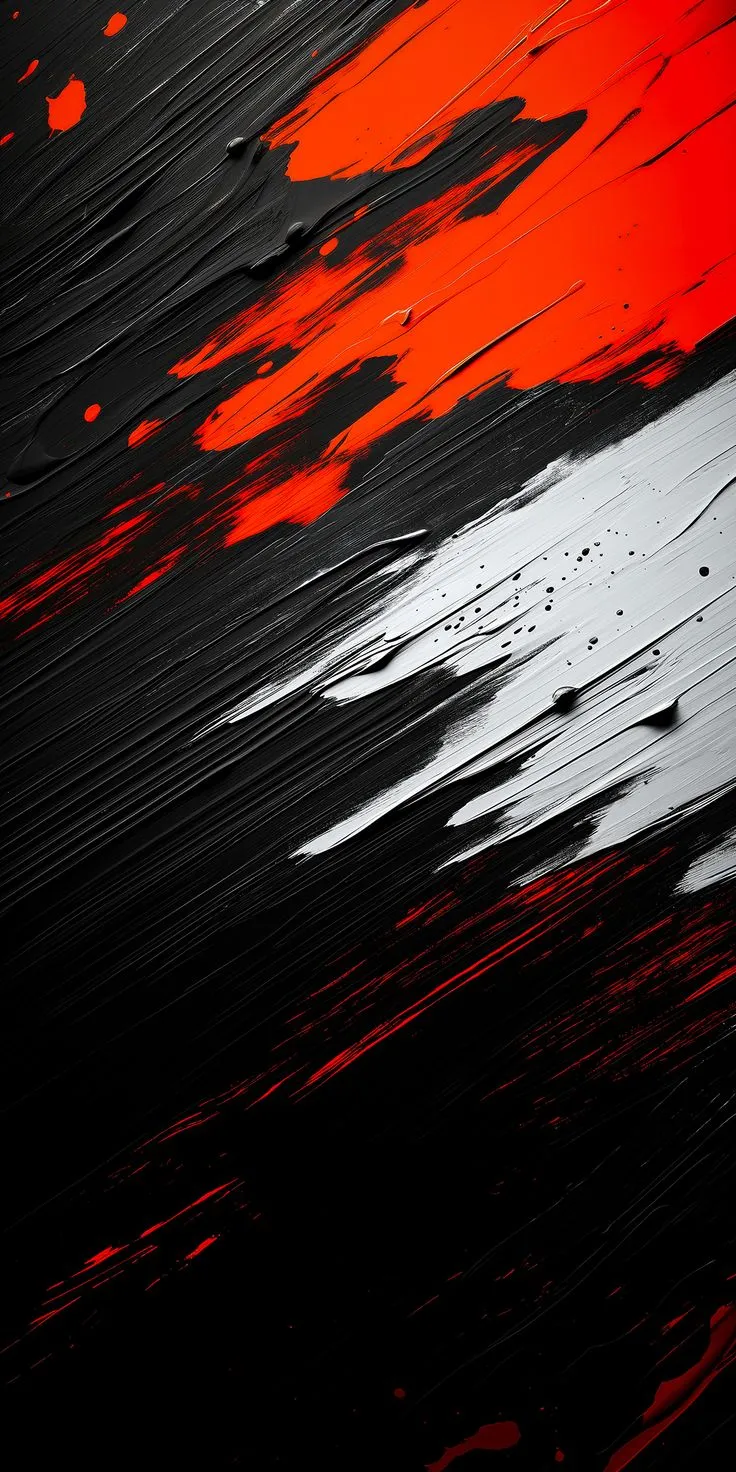 an orange and black abstract painting...