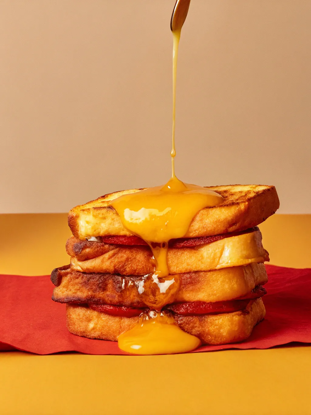 French toast with yellow custard realistic photo