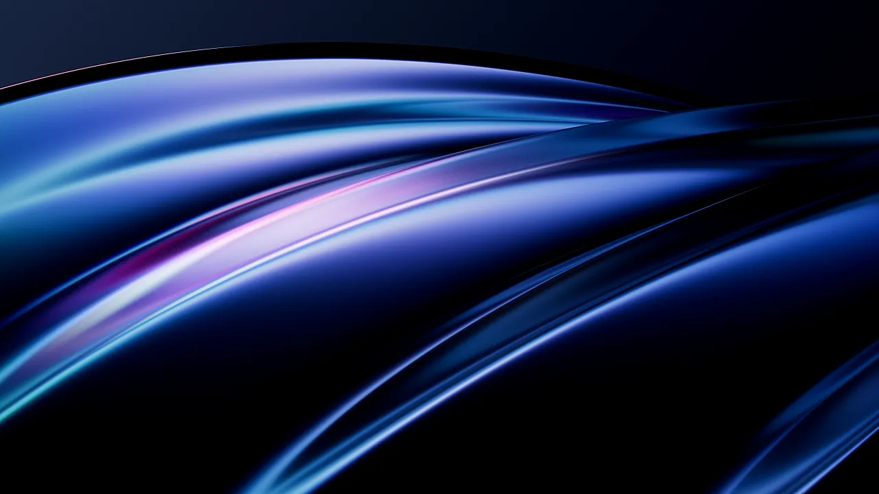 Blue abstract, Curves, Fluid, Glow, Modern design, Dark background, Glossy