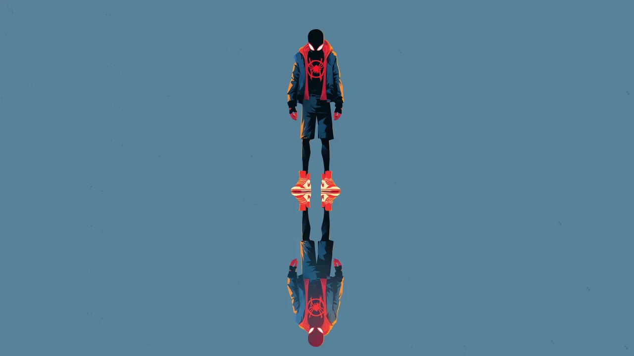 Miles Morales, Reflection, 5K, Light blue, Minimalist
