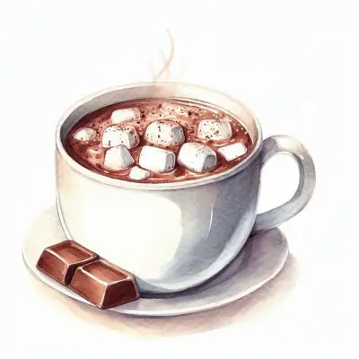 a drawing of a cup of hot chocolate with marshmallows