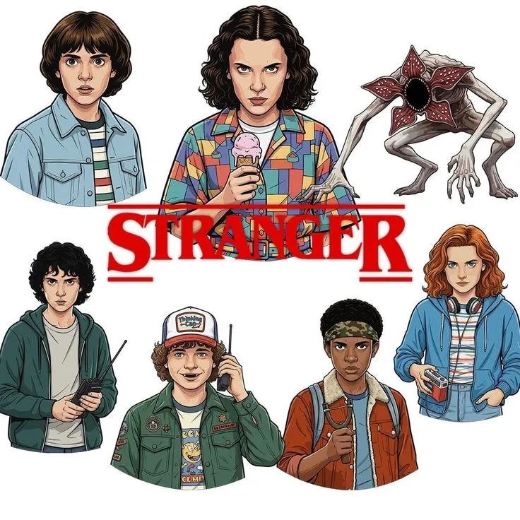 Stanger Characters PNG Clipart Bundle, Digital Download, Printable Pack, Transparent, Eleven, Mike, Lucas, Dustin, Will, Horror - Etsy