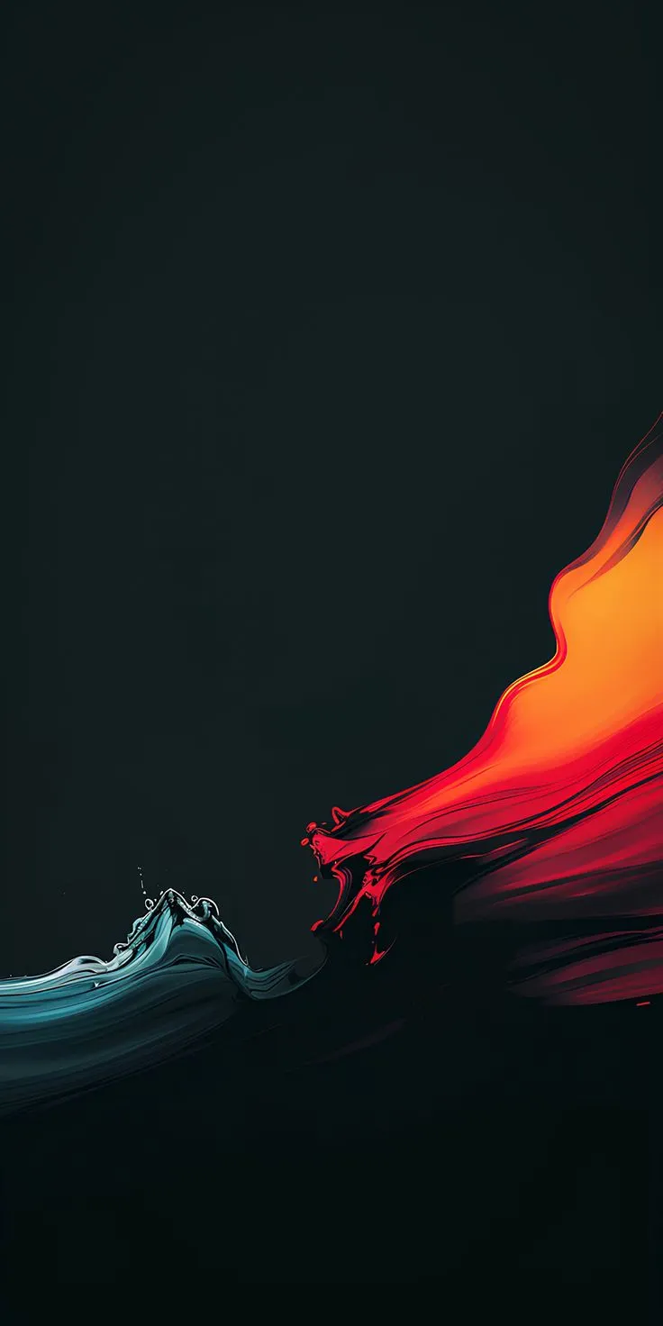 an orange and blue wave is...