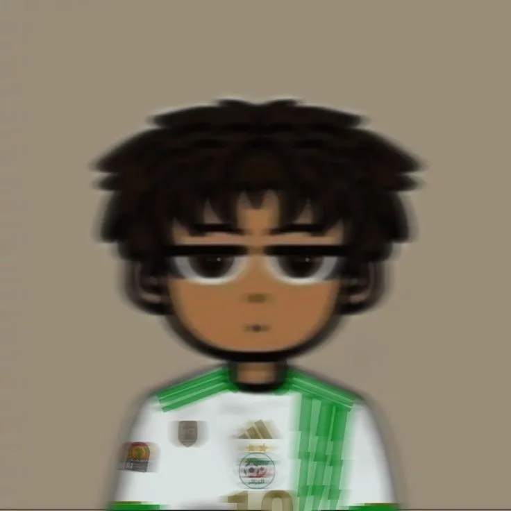 an animated image of a young man with glasses on his face and hair in the shape of a soccer jersey