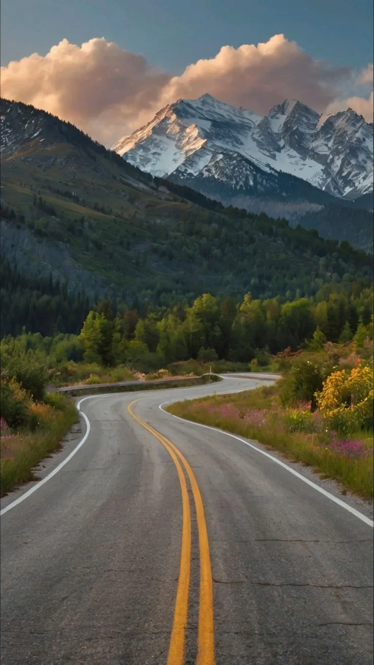 Scenic Mountain Road at Sunset