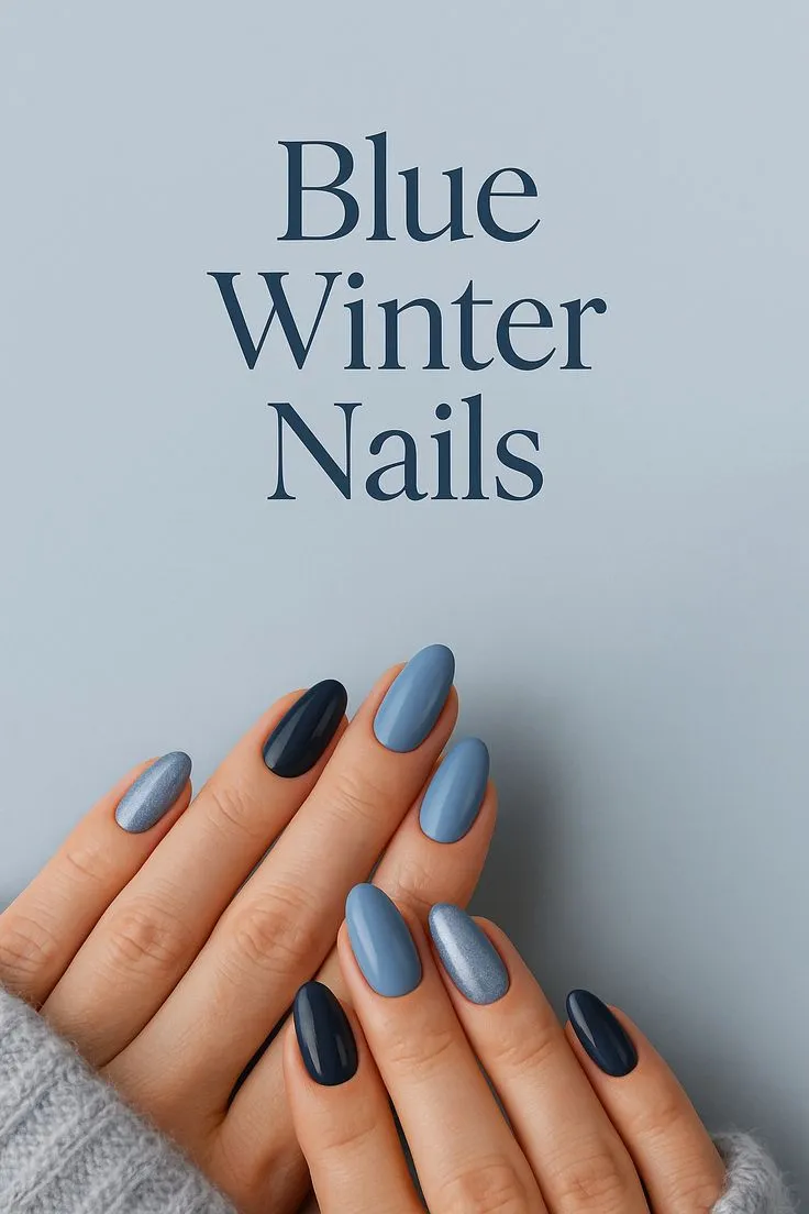 Blue Winter Nails – Celebrity Nails Inspired Looks