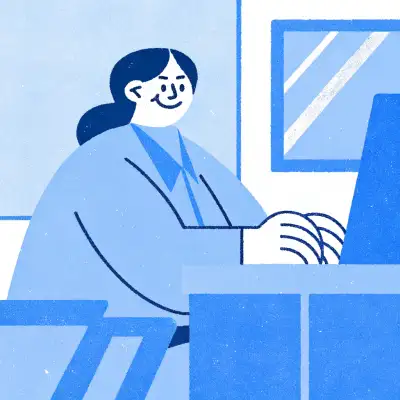 office worker happy and motivated closeup, white background