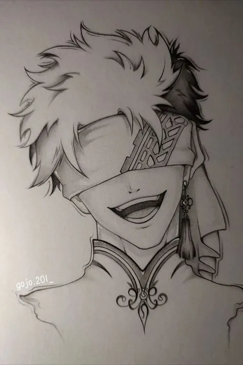 a drawing of an anime character with her eyes closed